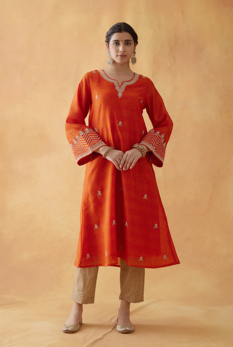 Leela Kurta Orange ( Set of 2 ) (8811879858475)