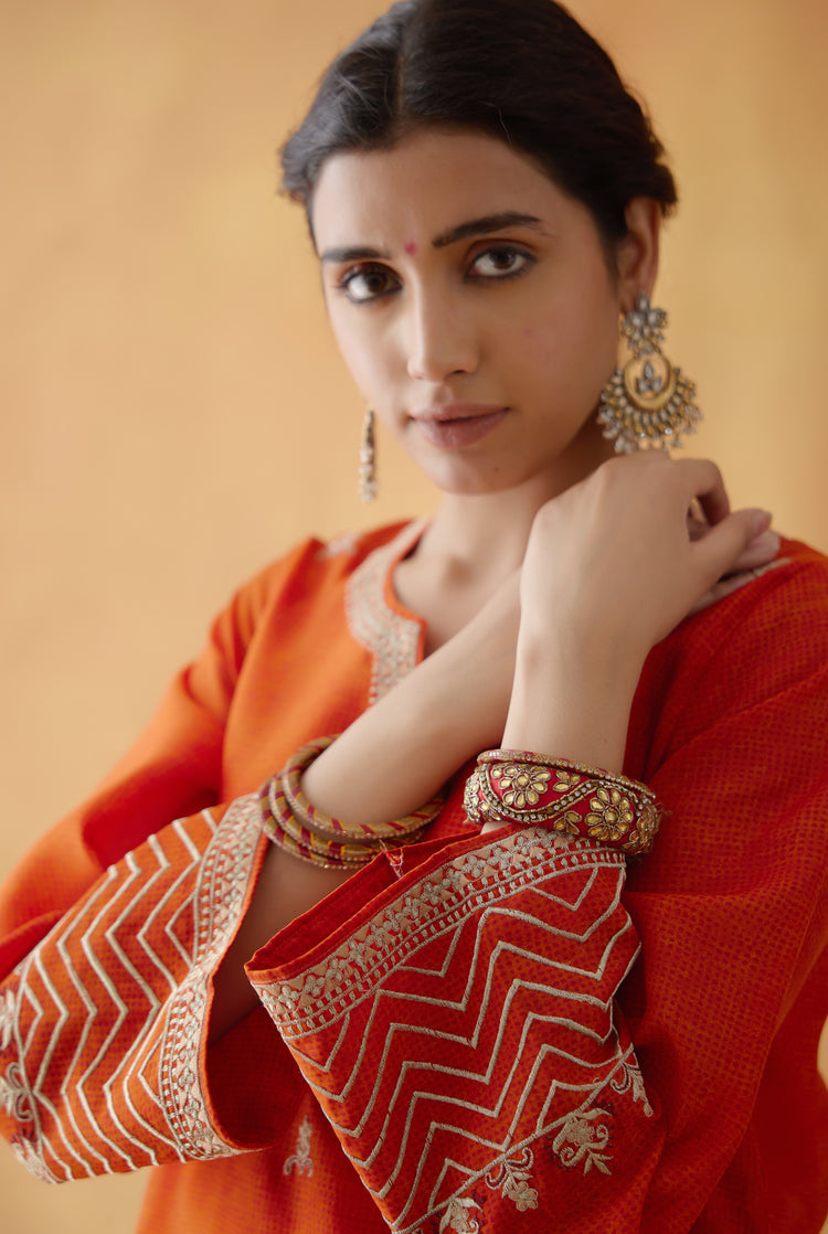 Leela Kurta Orange ( Set of 2 ) (8811879858475)
