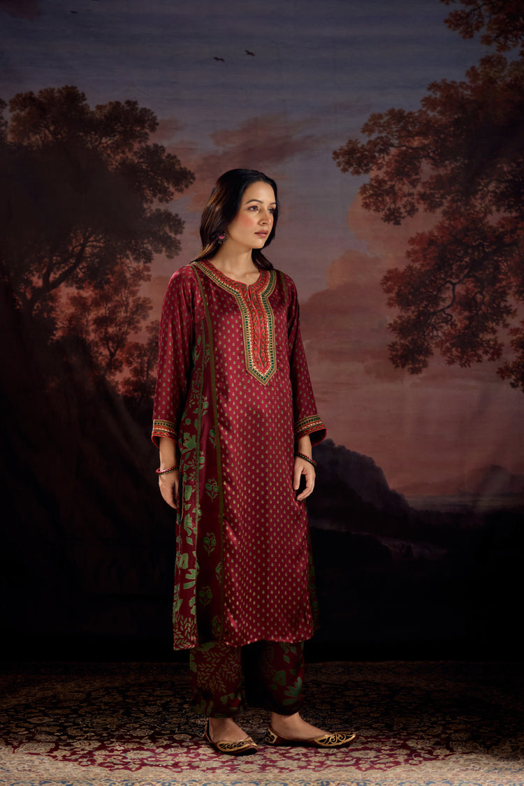 Rozana Pant Maroon Green