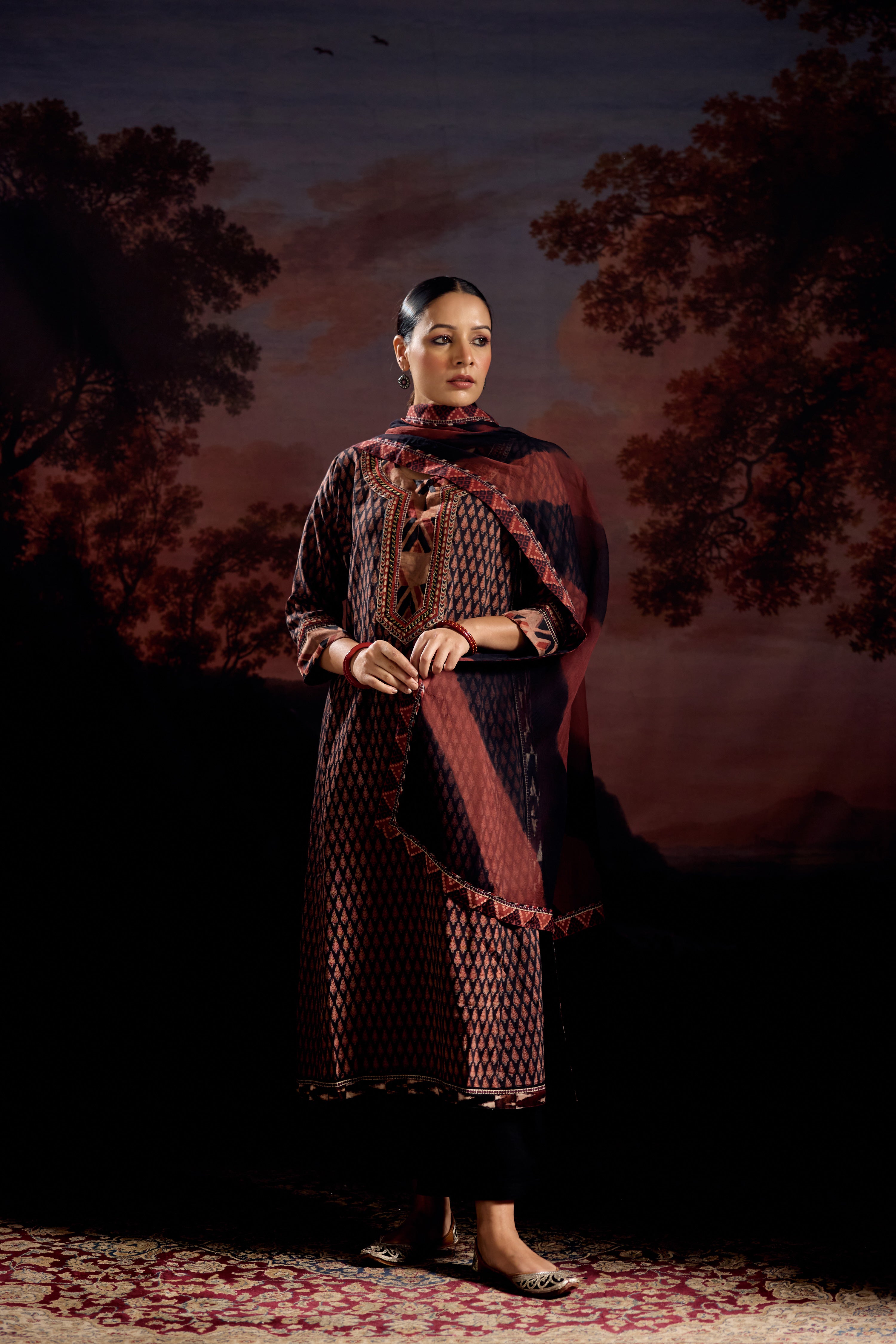 Medh Dupatta Black Rust