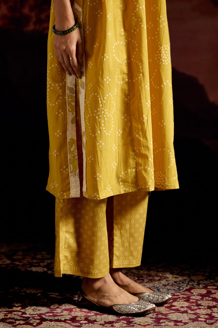 Banjara Cotton Printed Kurta Yellow (Set Of 3)