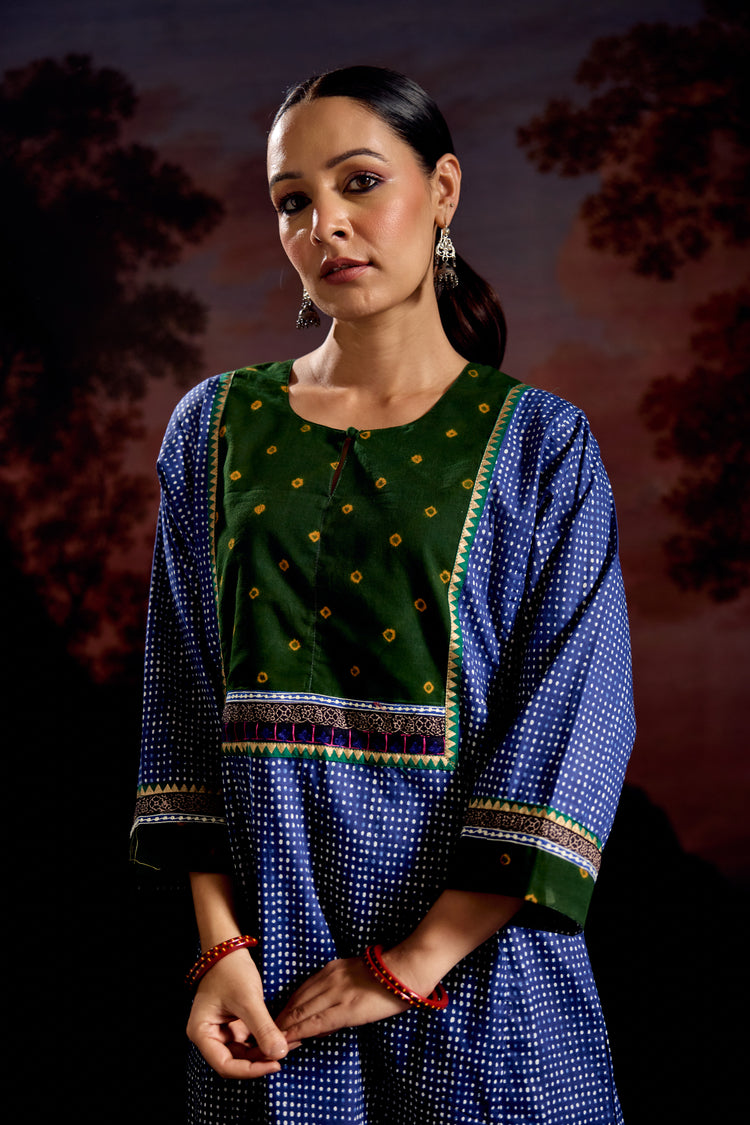 Rozana Cotton Printed Caftan Blue