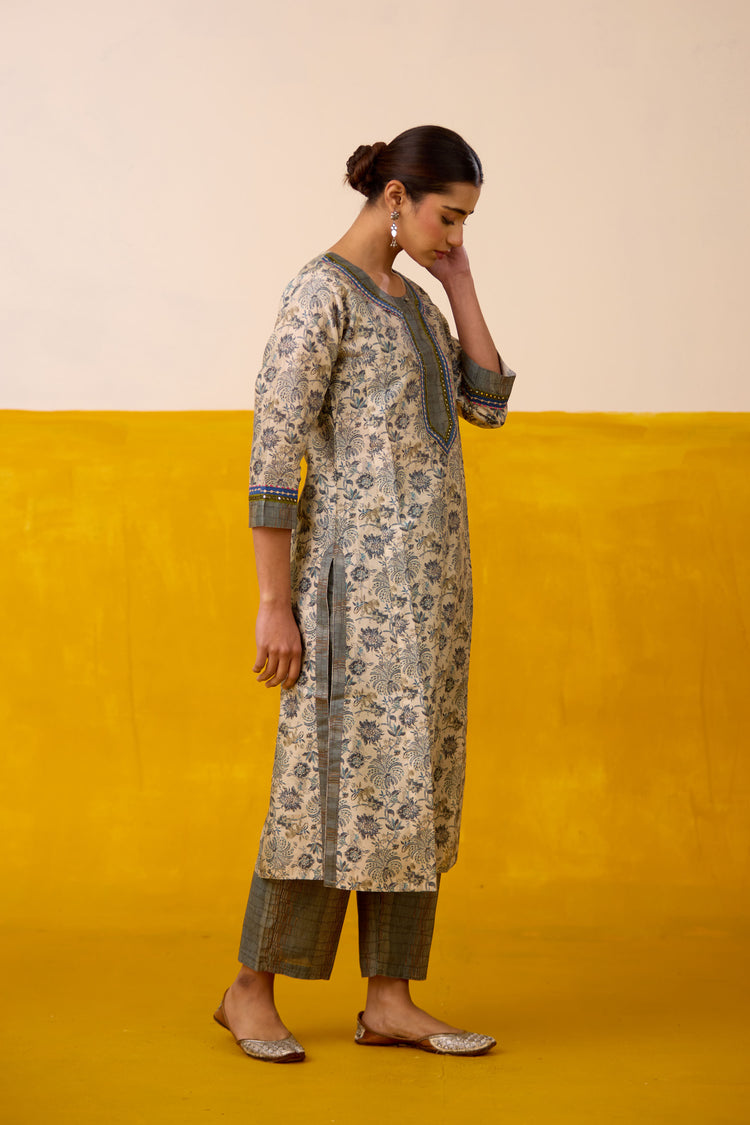 Rozana Pant Teal Grey