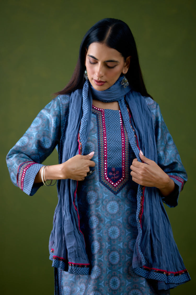 Rozana Dupatta Teal Blue