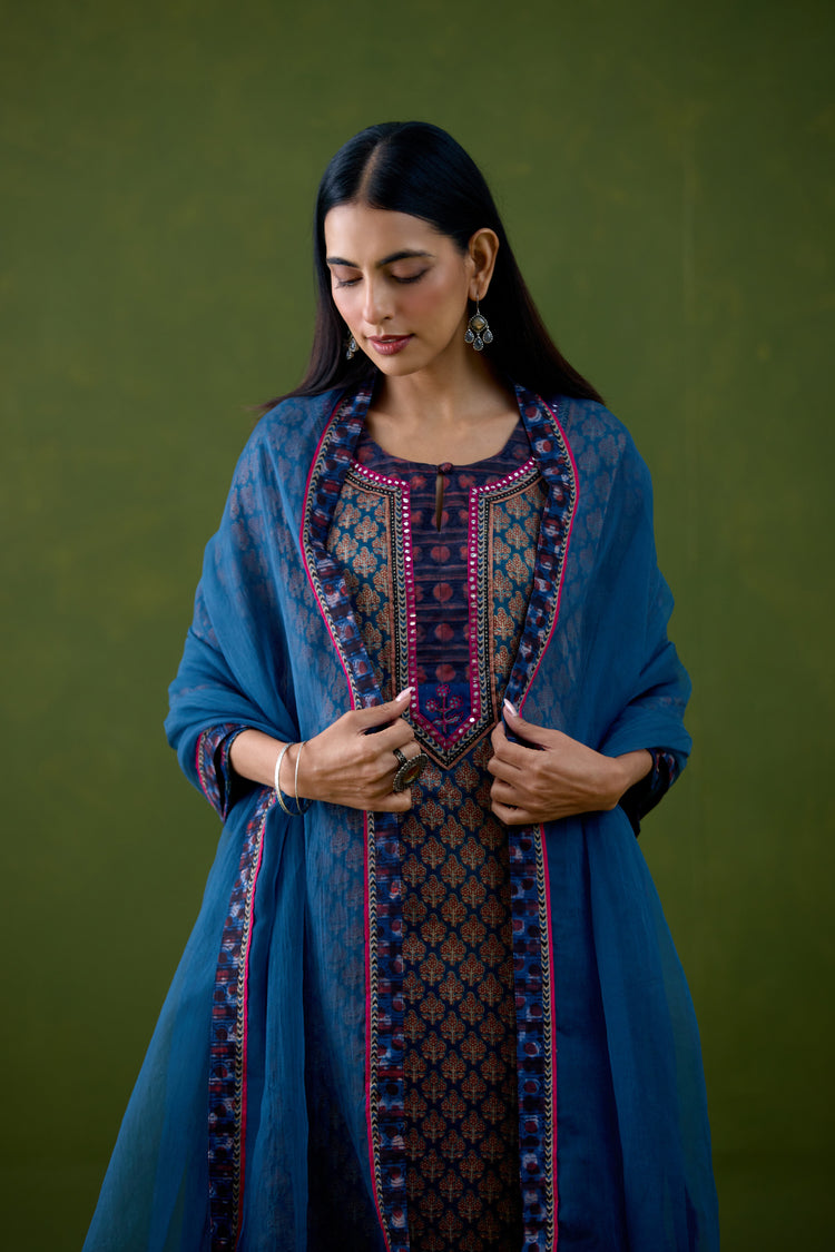 Medh Dupatta Teal Blue