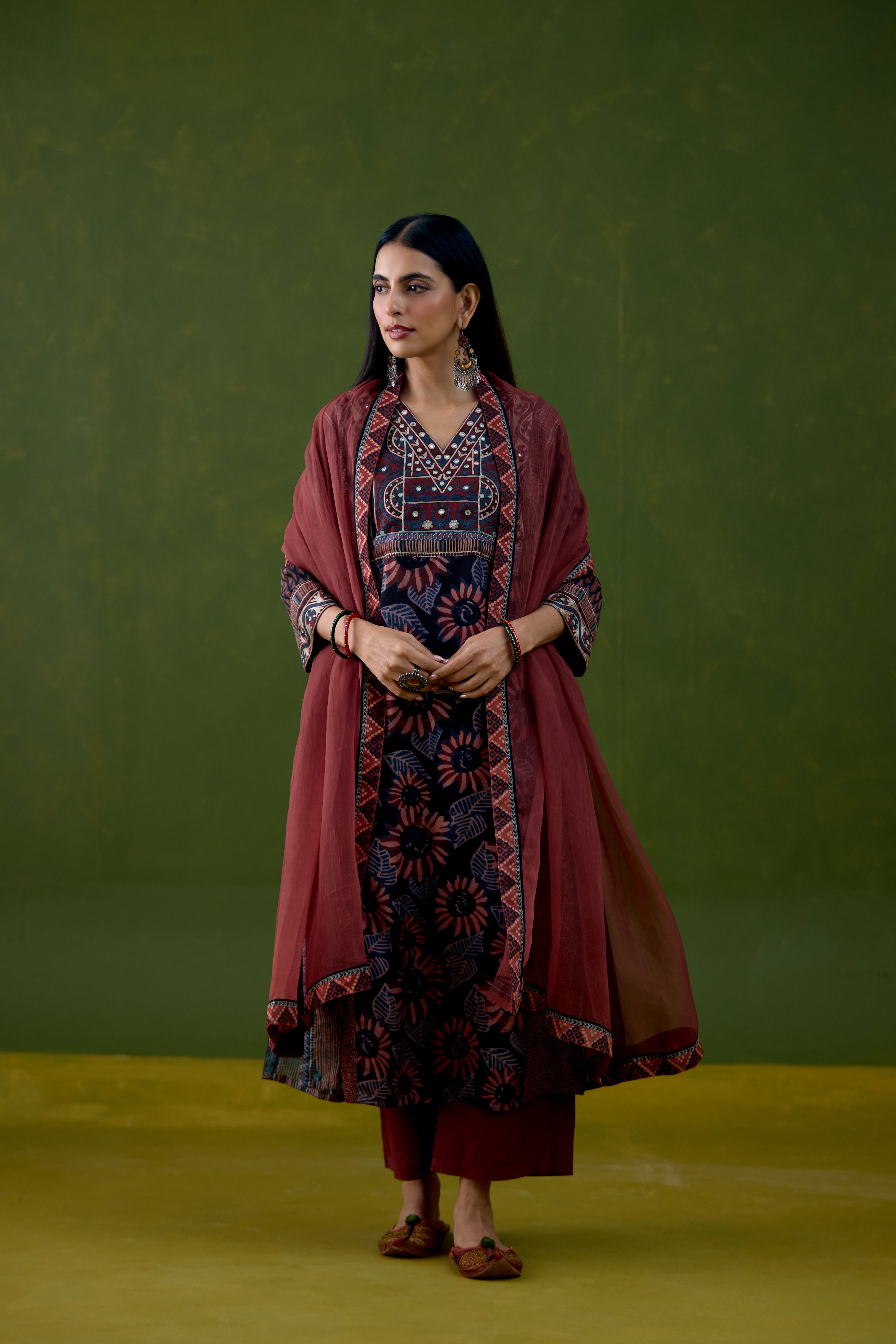 Medh Dupatta Dark Maroon