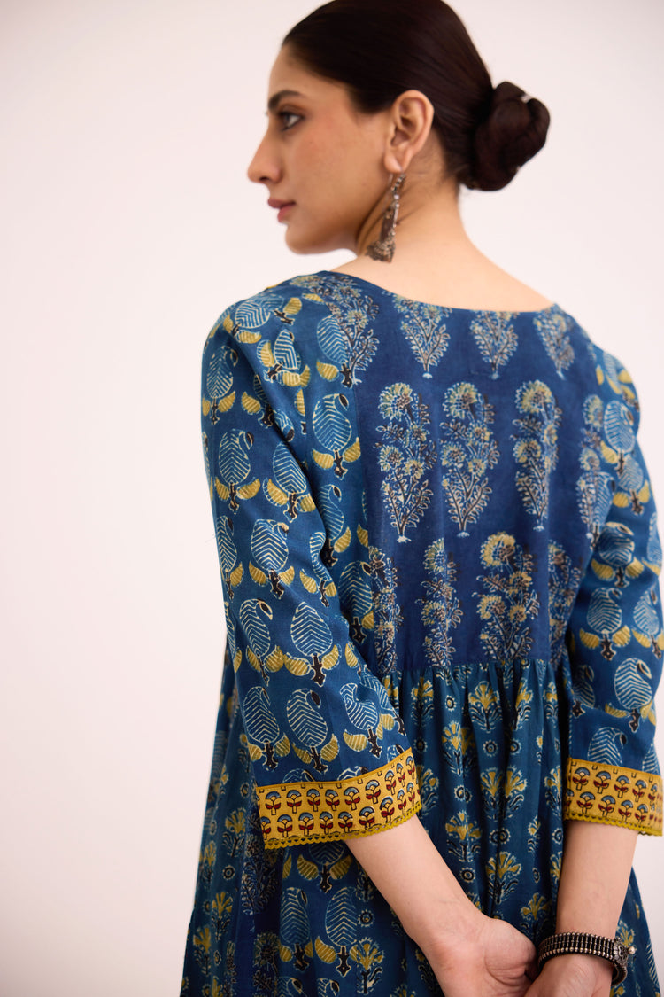Dreamy Kurta Indigo Musturd (9602887778603)