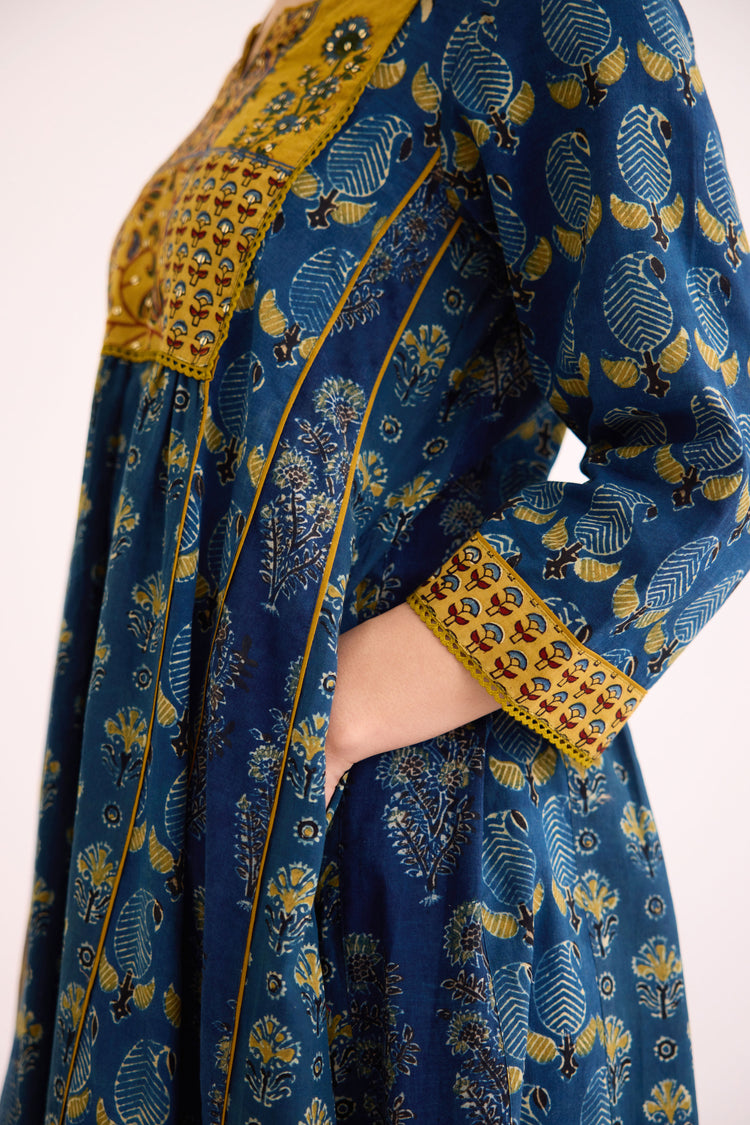 Dreamy Kurta Indigo Musturd (9602887778603)