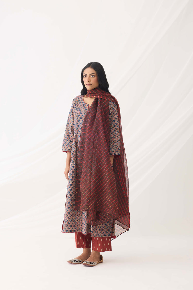 Leah Dupatta Rust Blue (9964404375851)