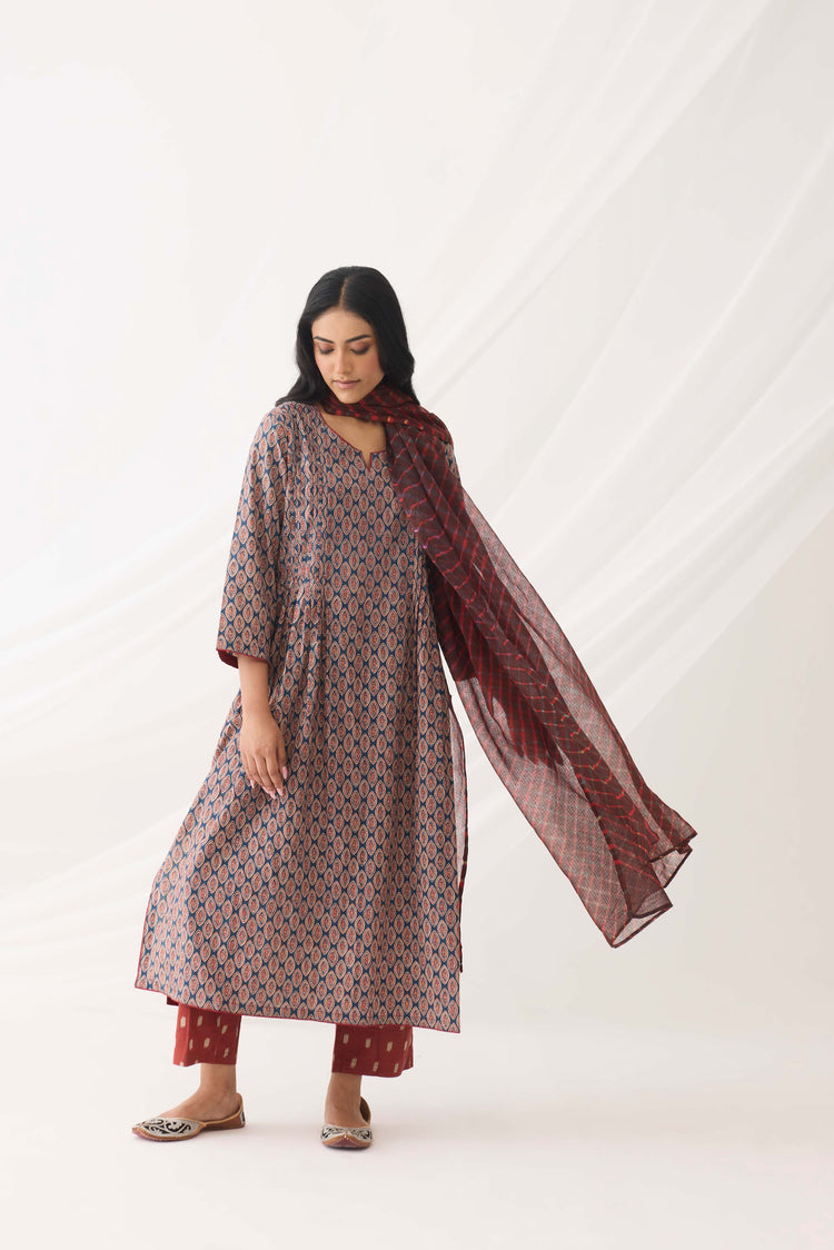 Leah Dupatta Rust Blue (9964404375851)