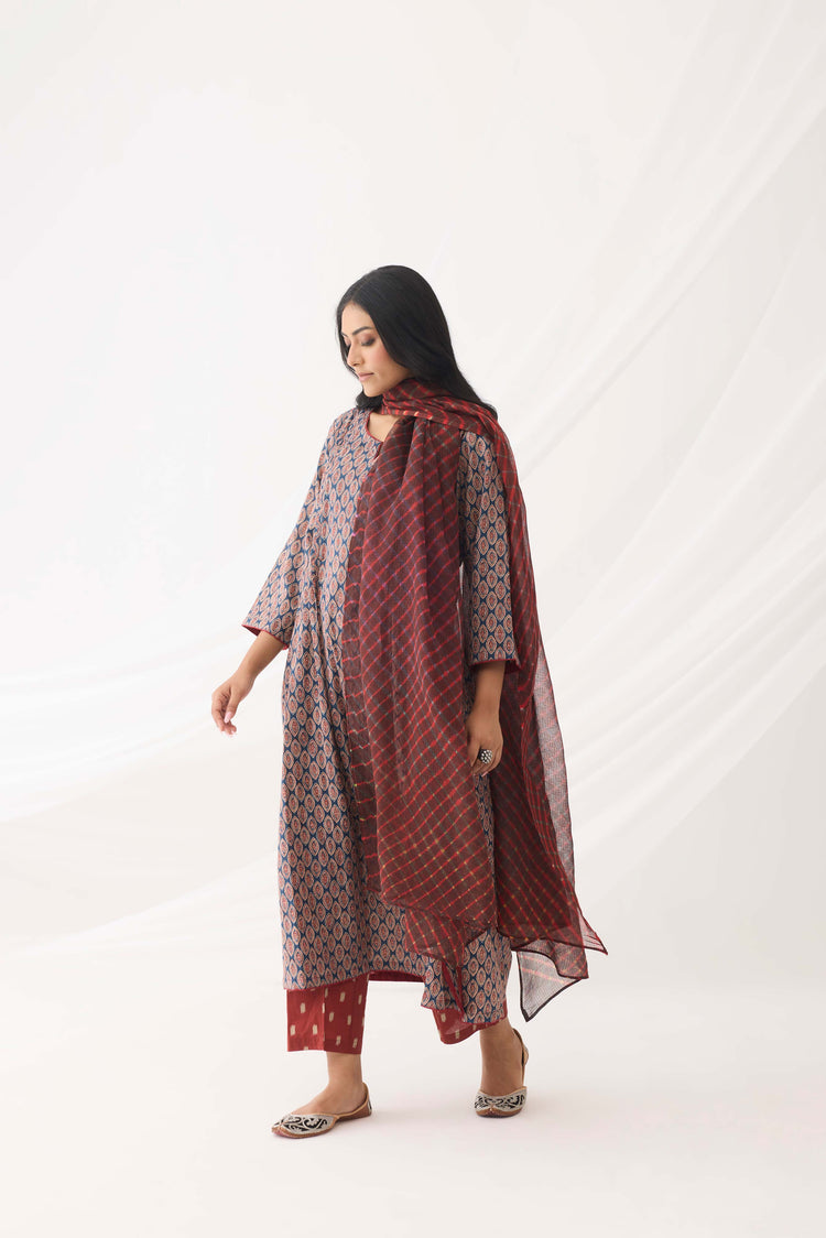 Leah Dupatta Rust Blue (9964404375851)