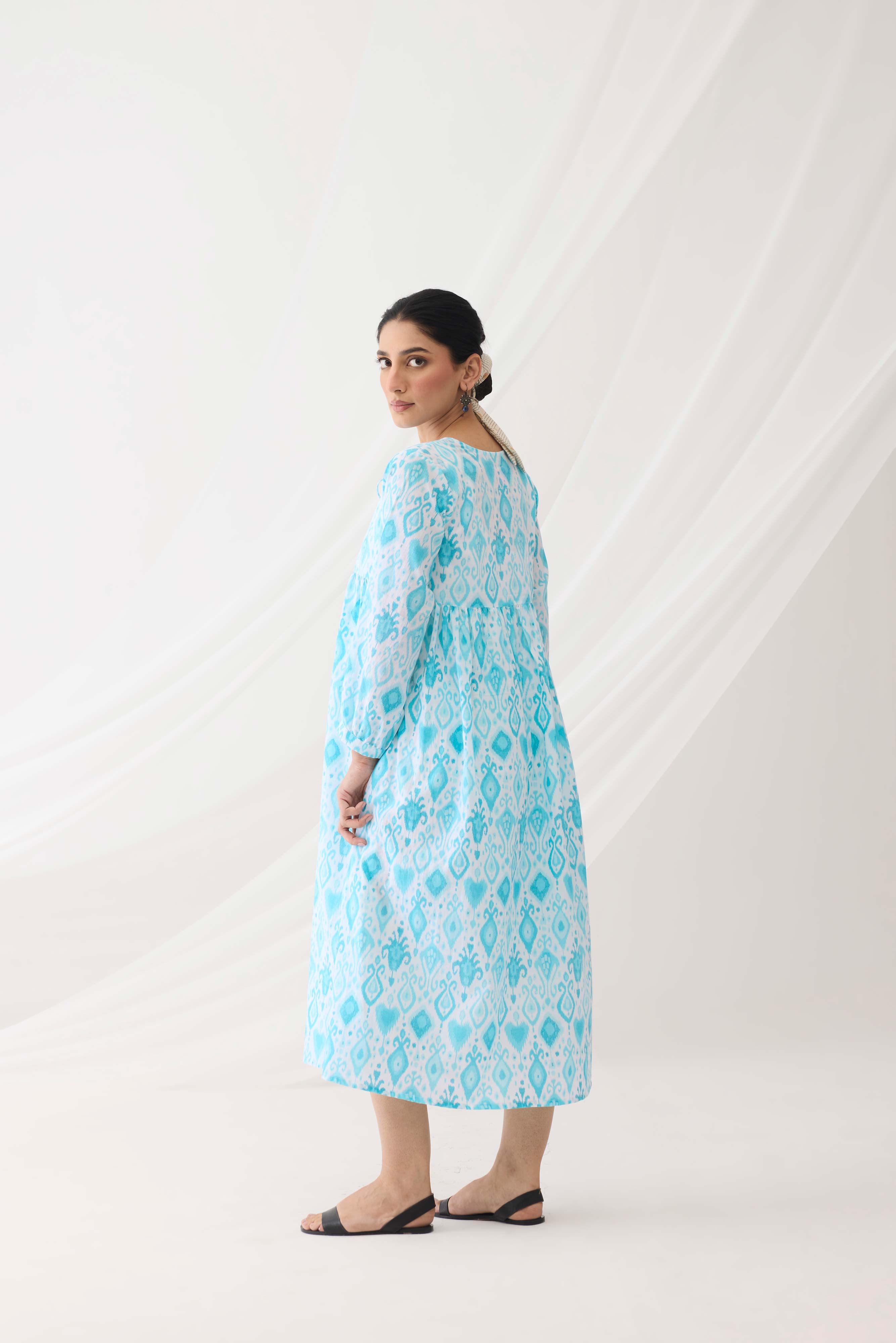 Sofia Dress White Sky Blue (9964421939499)