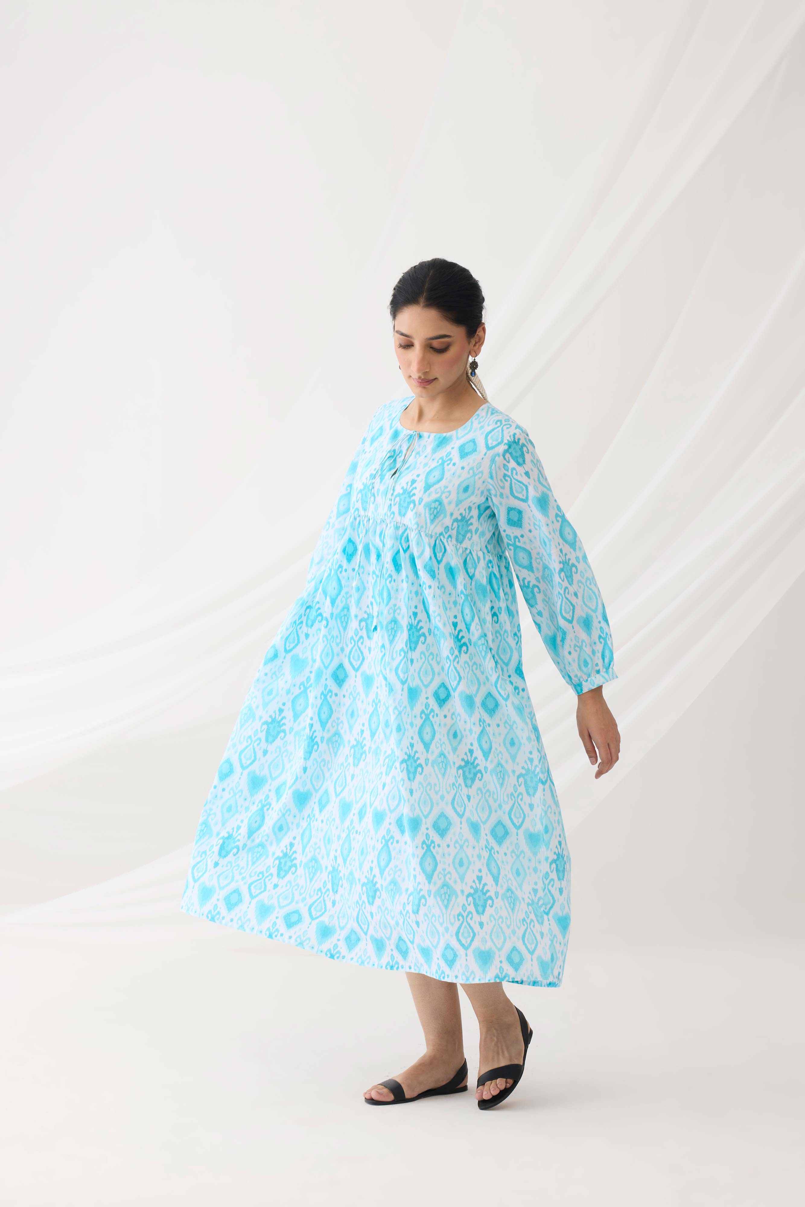 Sofia Dress White Sky Blue (9964421939499)