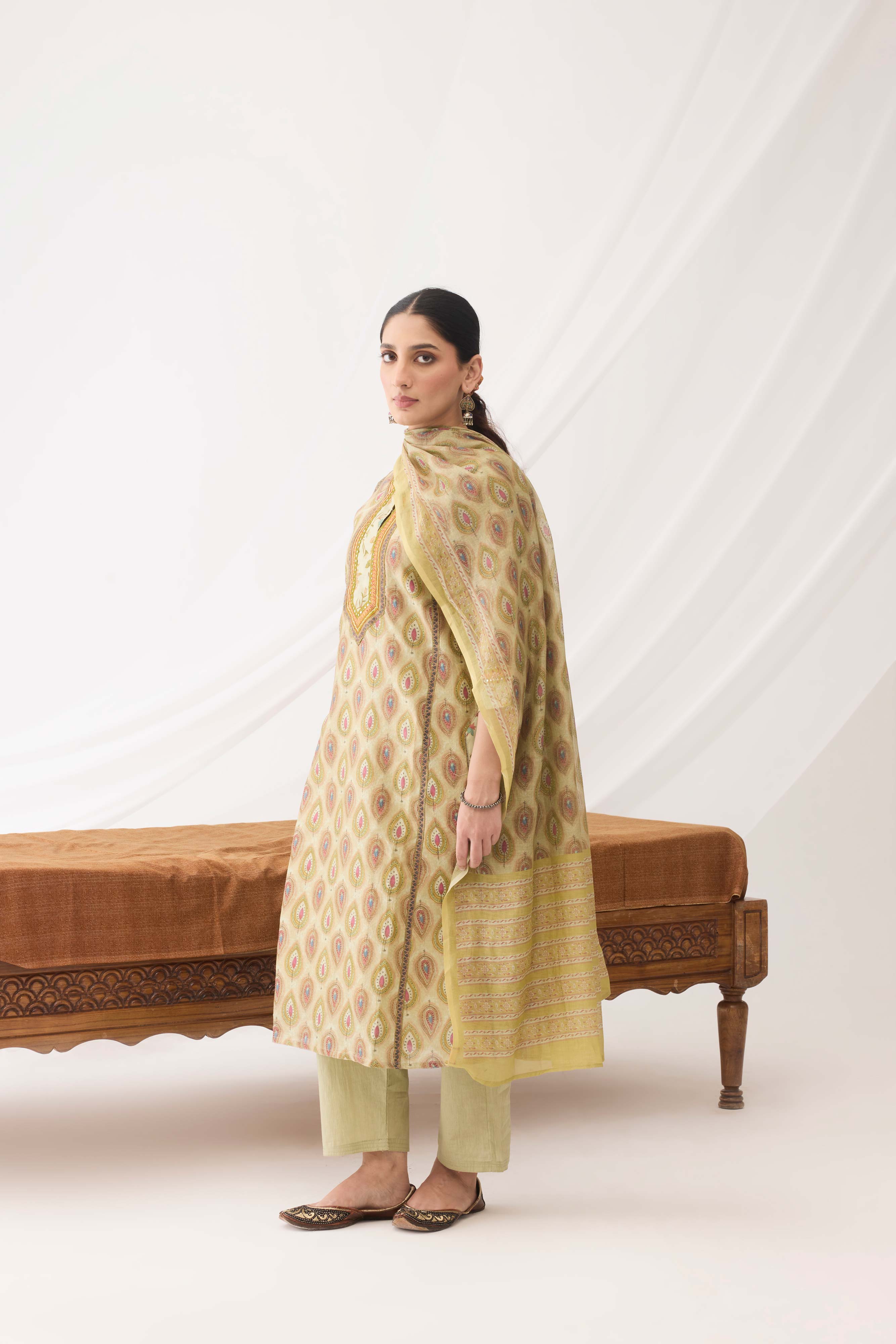 Printed Dupatta Light Green (9963745345835)