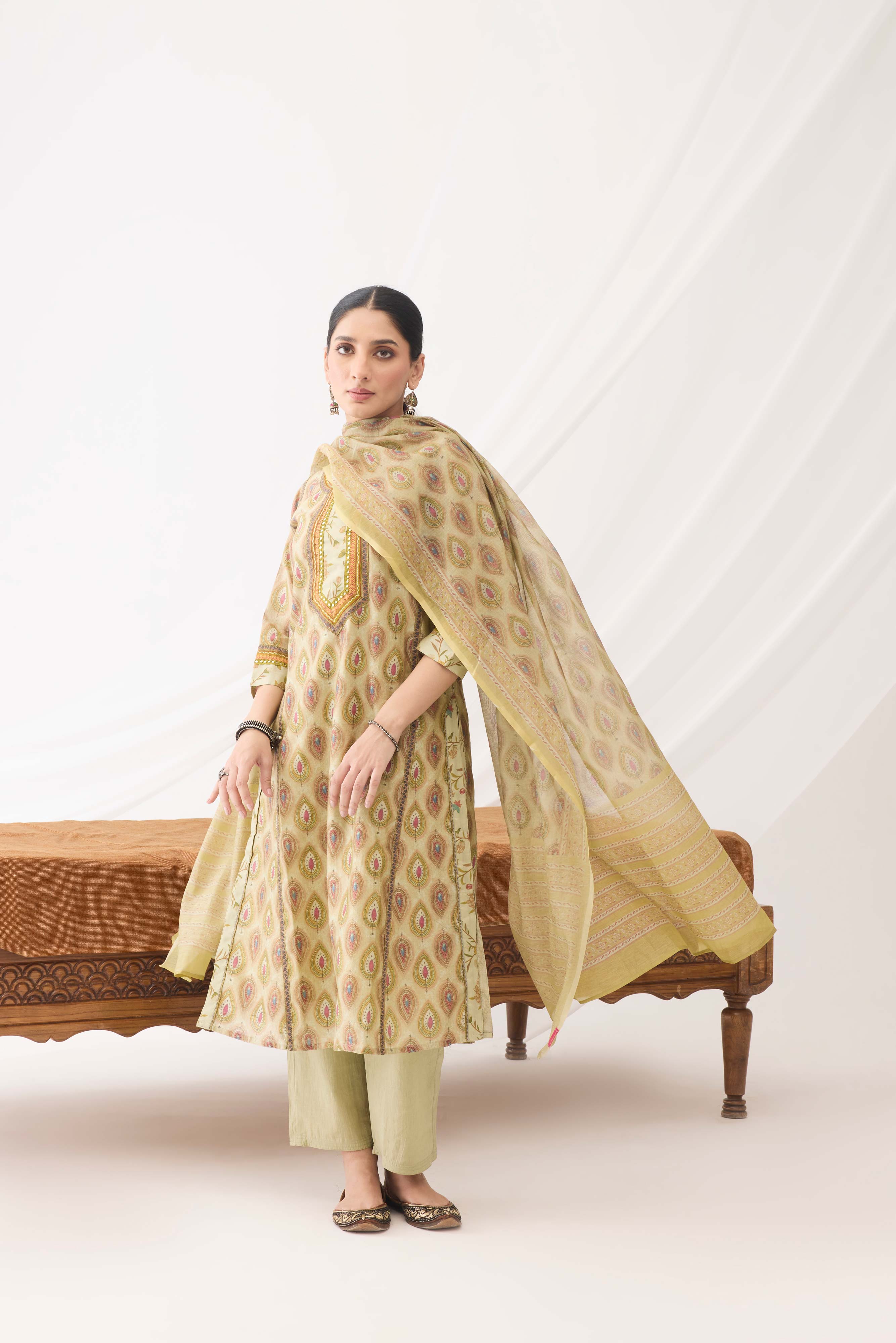 Printed Dupatta Light Green (9963745345835)