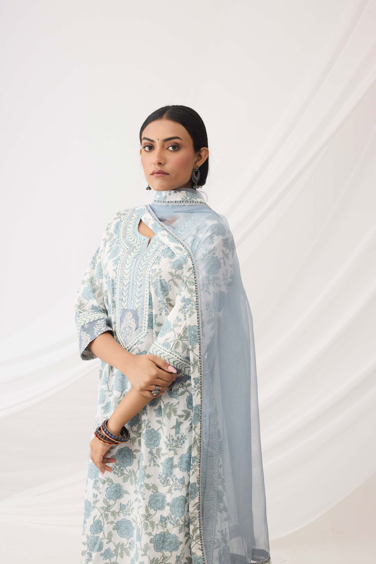 Rozana Kurta White Grey (9965315817771)