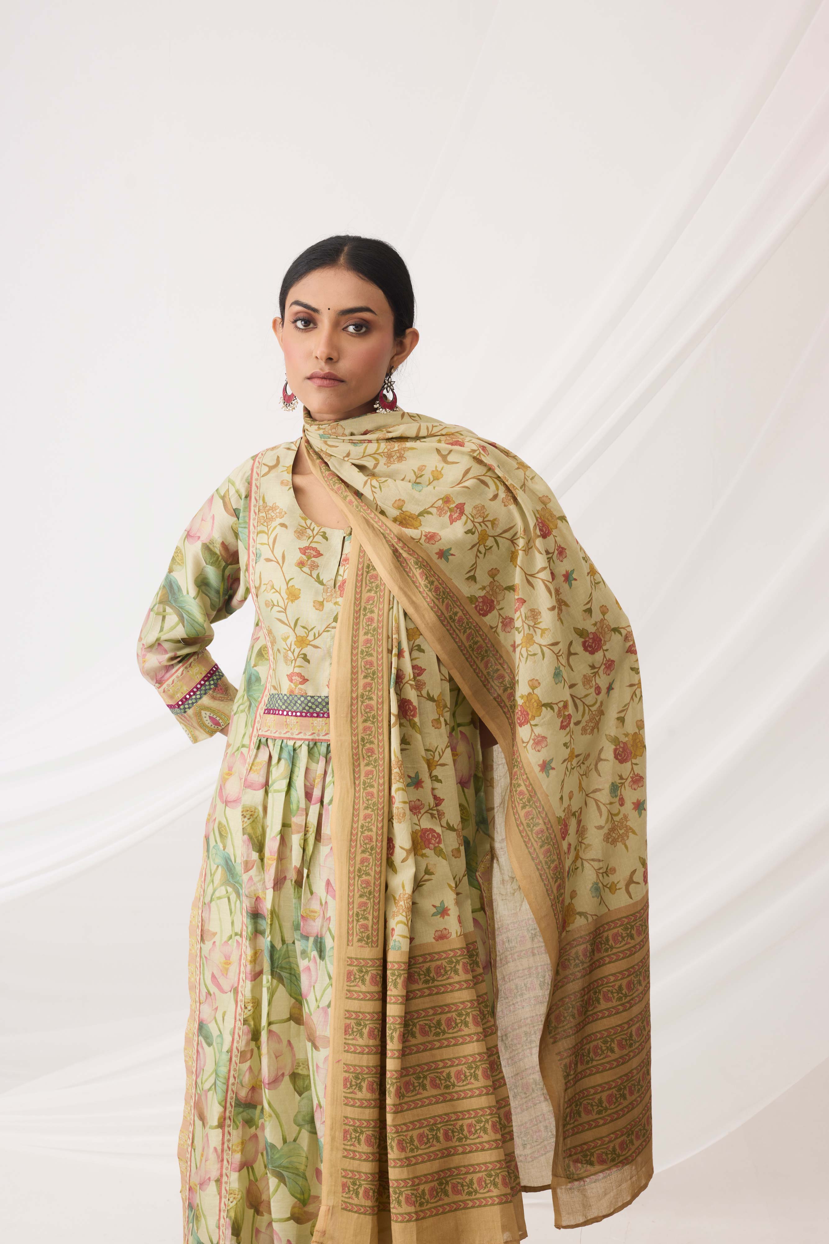 Printed Dupatta Light Green (9964033147179)