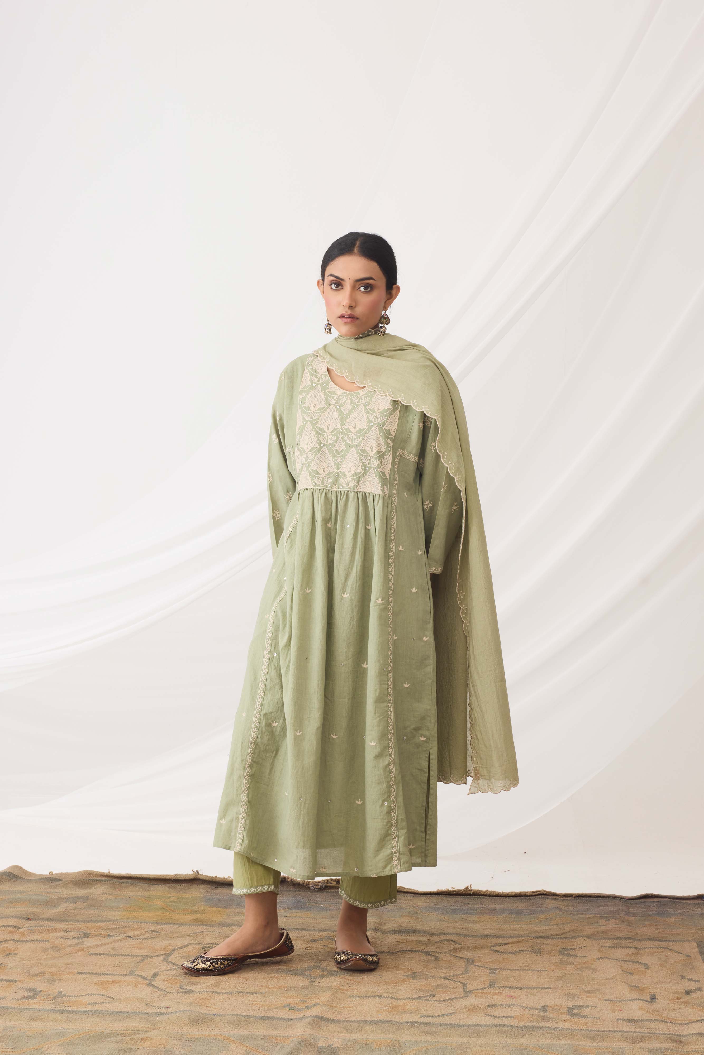 Meera Dupatta Pista green (9963485135147)