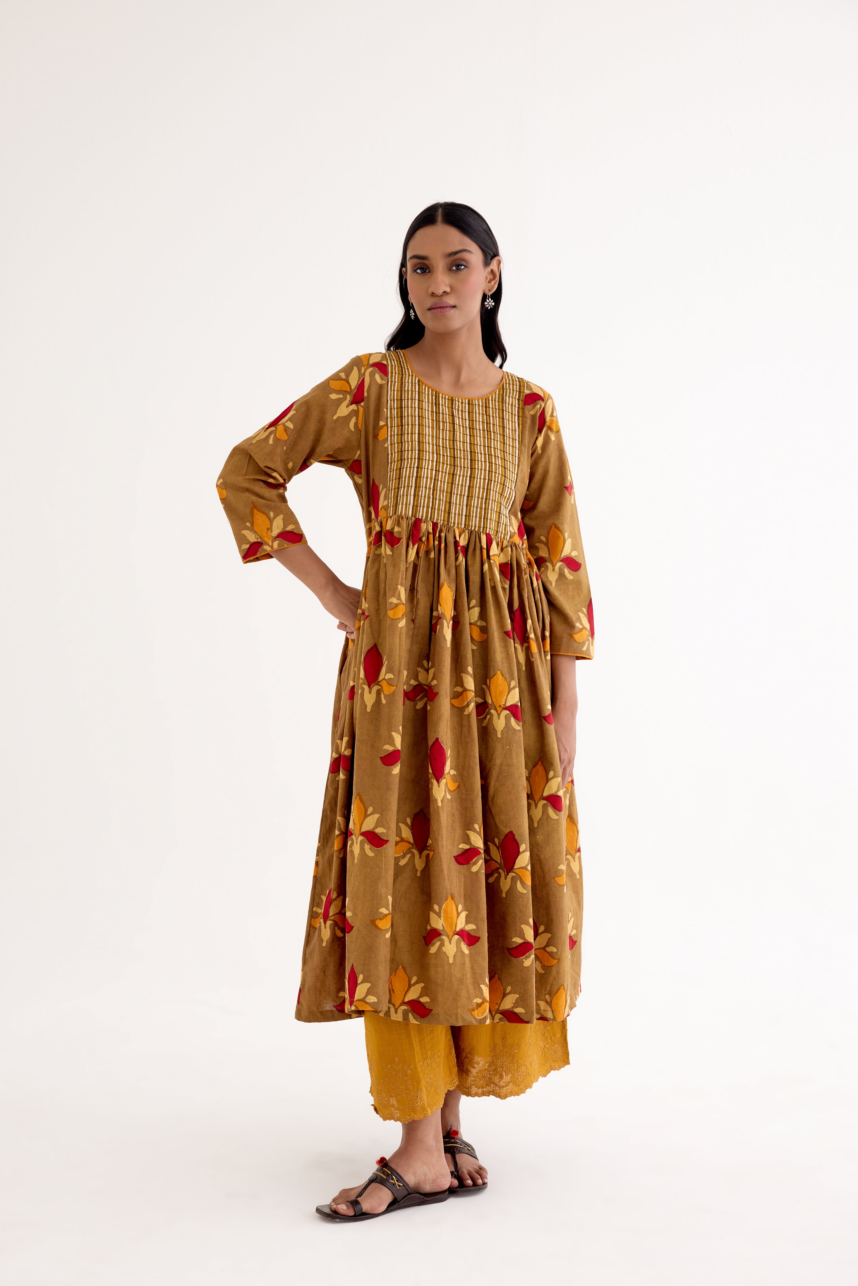 Samara Embroidered Wide Leg Pant Ochre (10040175067435)