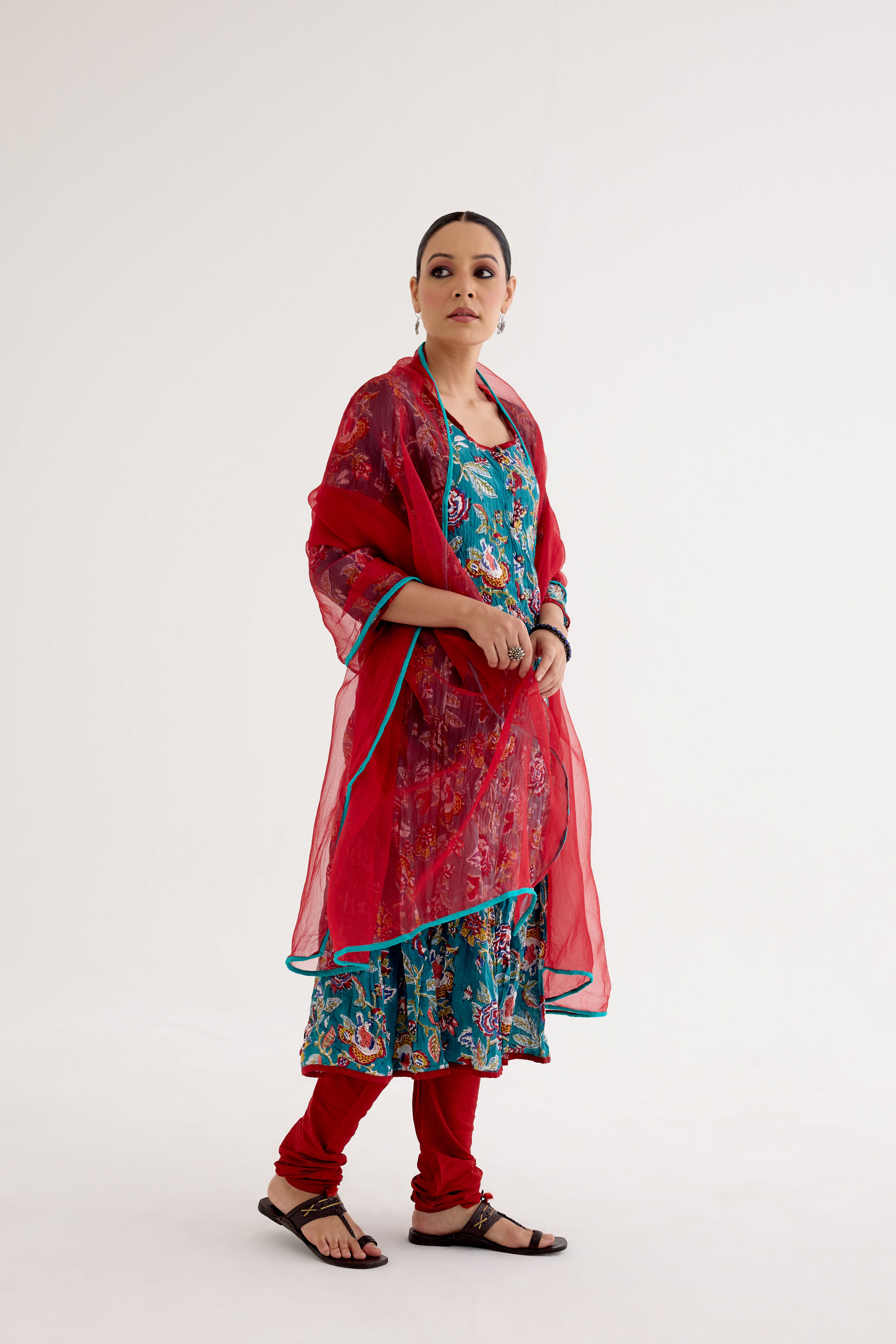 Tropical Dupatta Red (10040147640619)
