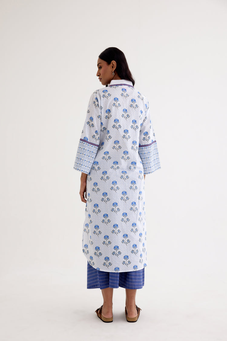 Mabel Kurta White Blue (10040158093611)