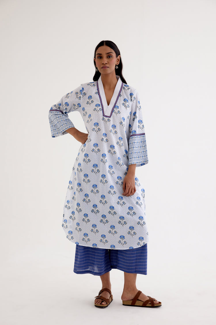 Mabel Kurta White Blue (10040158093611)