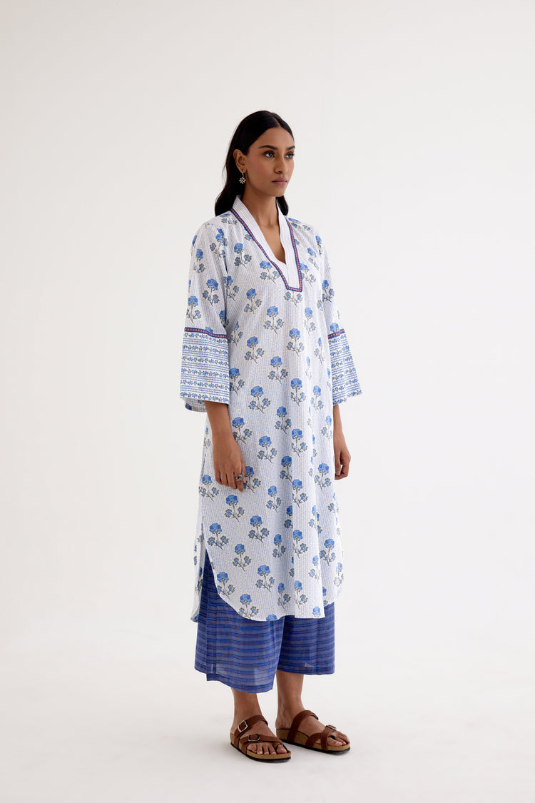 Mabel Kurta White Blue (10040158093611)