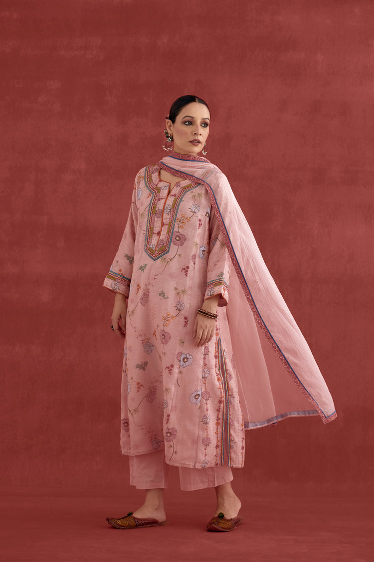 Adya Mul Chanderi Printed Kurta Baby Pink (10039404527915)