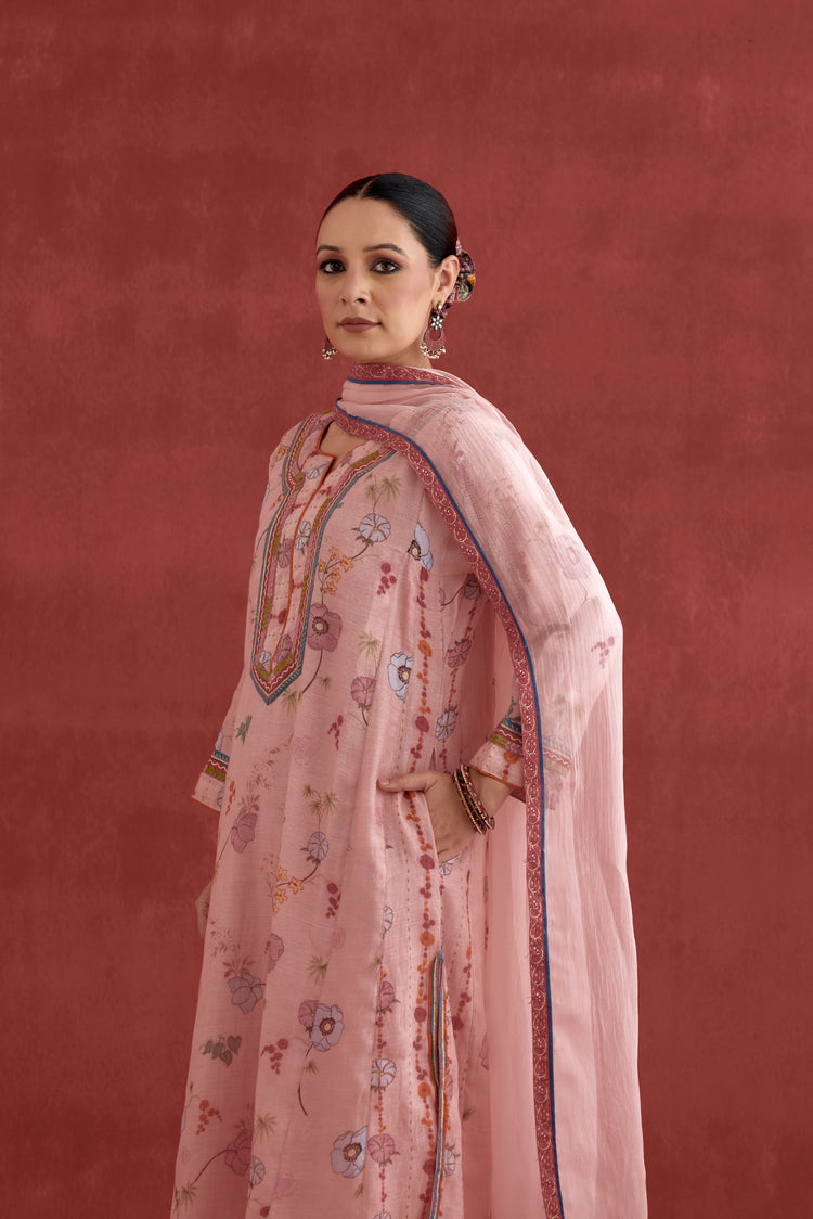 Adya Mul Chanderi Printed Kurta Baby Pink (10039404527915)