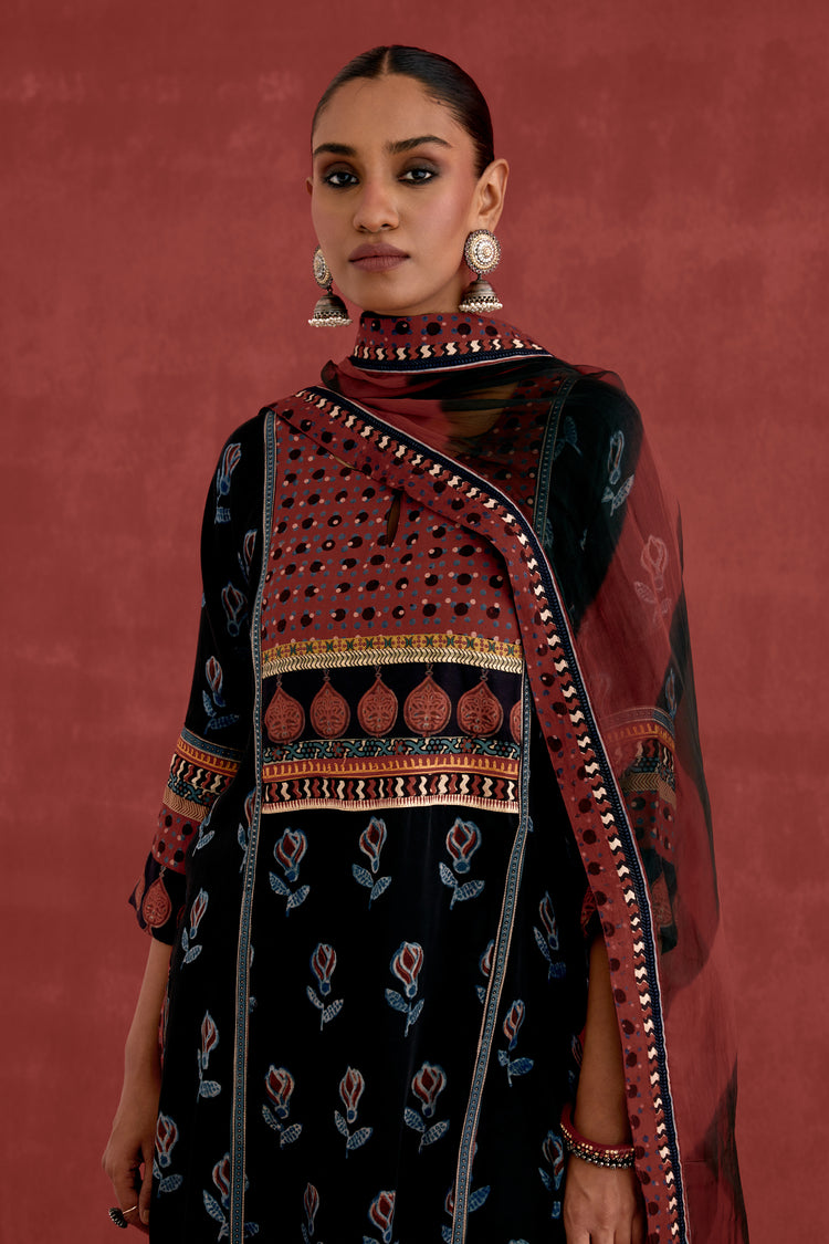 Medh Dupatta Red Black (10039718510891)