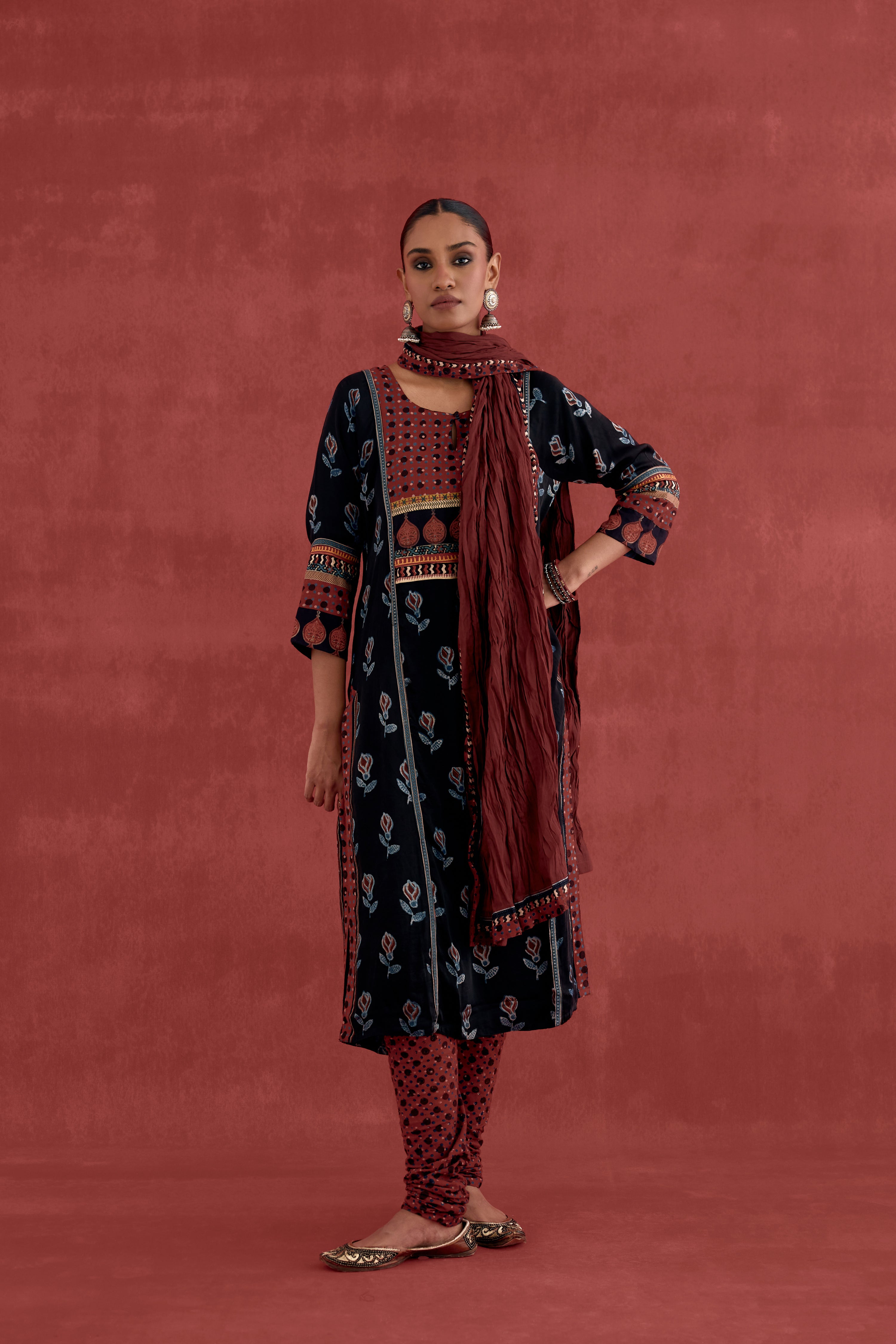 Rozana Ajrakh Bottom Red Black (10039717364011)