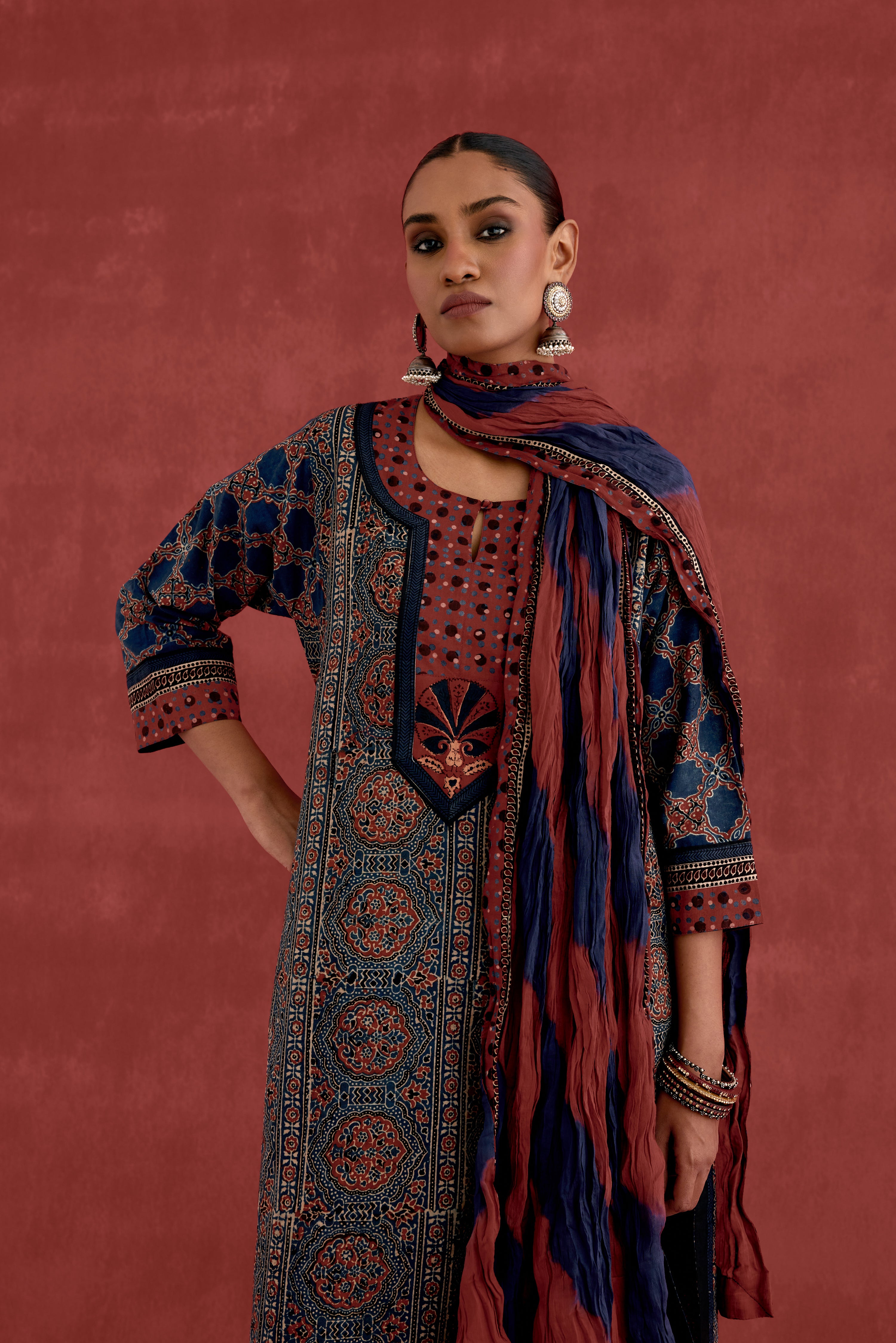 Rozana Dupatta Blue Maroon (10049055883563)