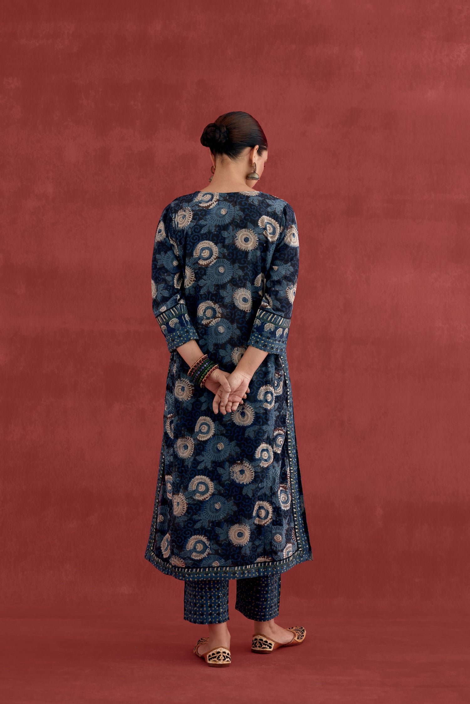 Anu Cotton Vanaspati block Printed Kurta Blue Off White (10049222410539)