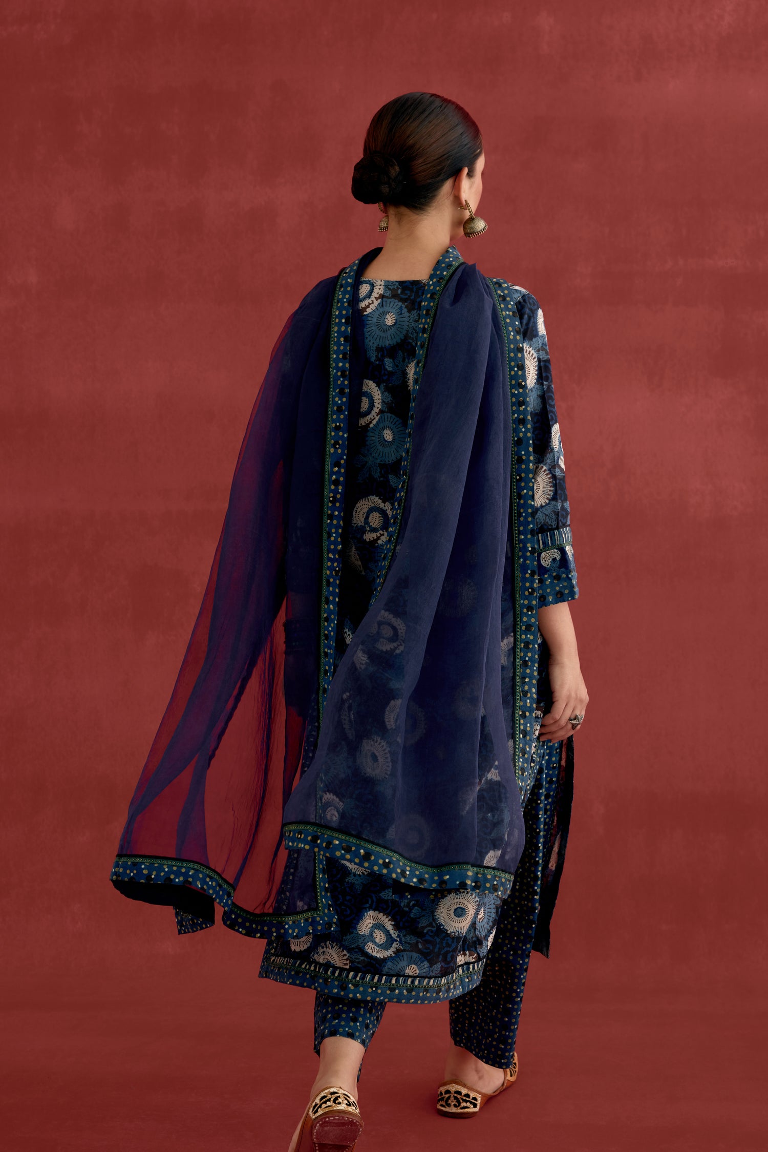 Anu Cotton Vanaspati block Printed Kurta Blue Off White (10049222410539)