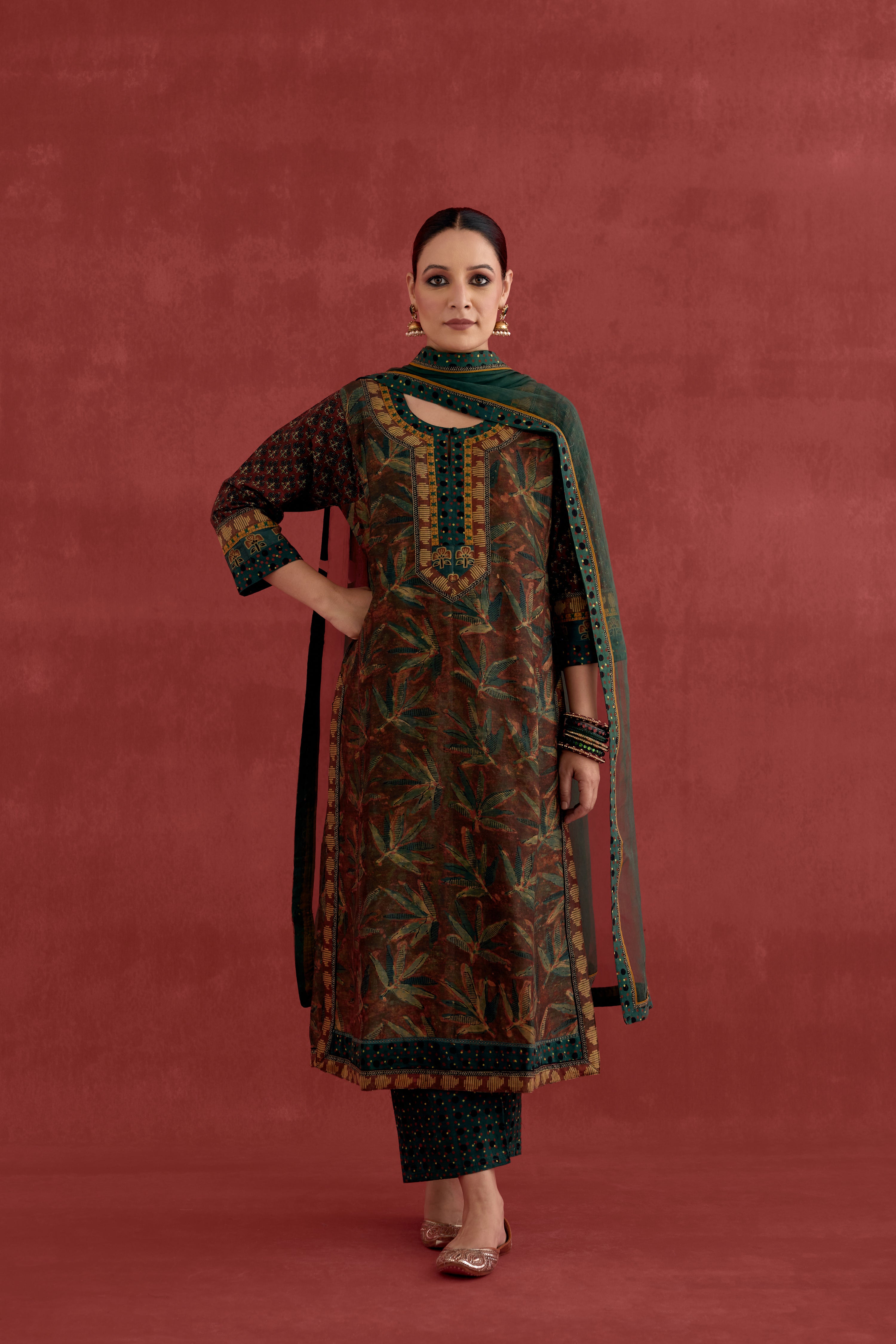 Medh Dupatta Dark Green (10039563190571)