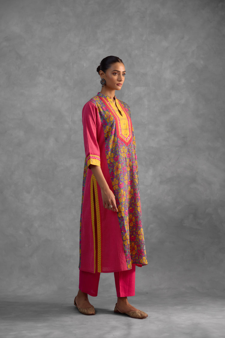 Rozana Kurta Turquoise Blue Yellow (Set of 3) (9839483650347)