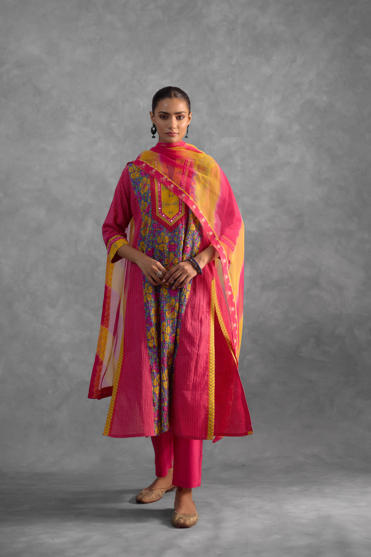 Rozana Kurta Turquoise Blue Yellow (Set of 3) (9839483650347)