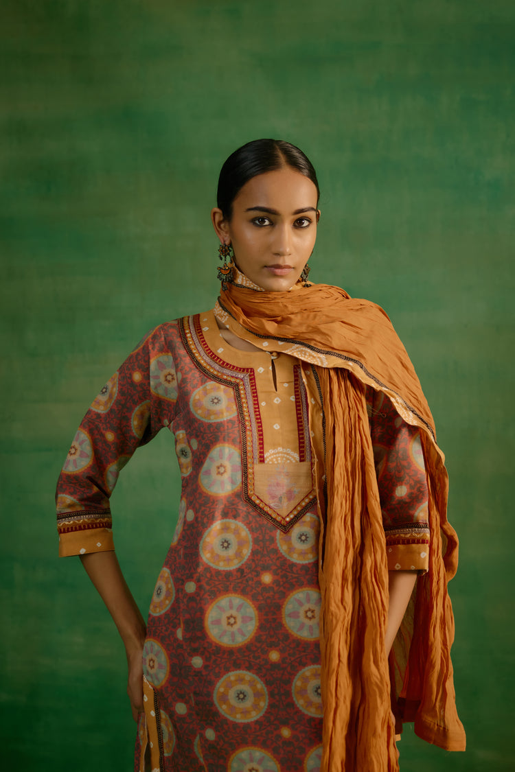 Rozana Crinkled Dupatta Mustard (9818011664683)