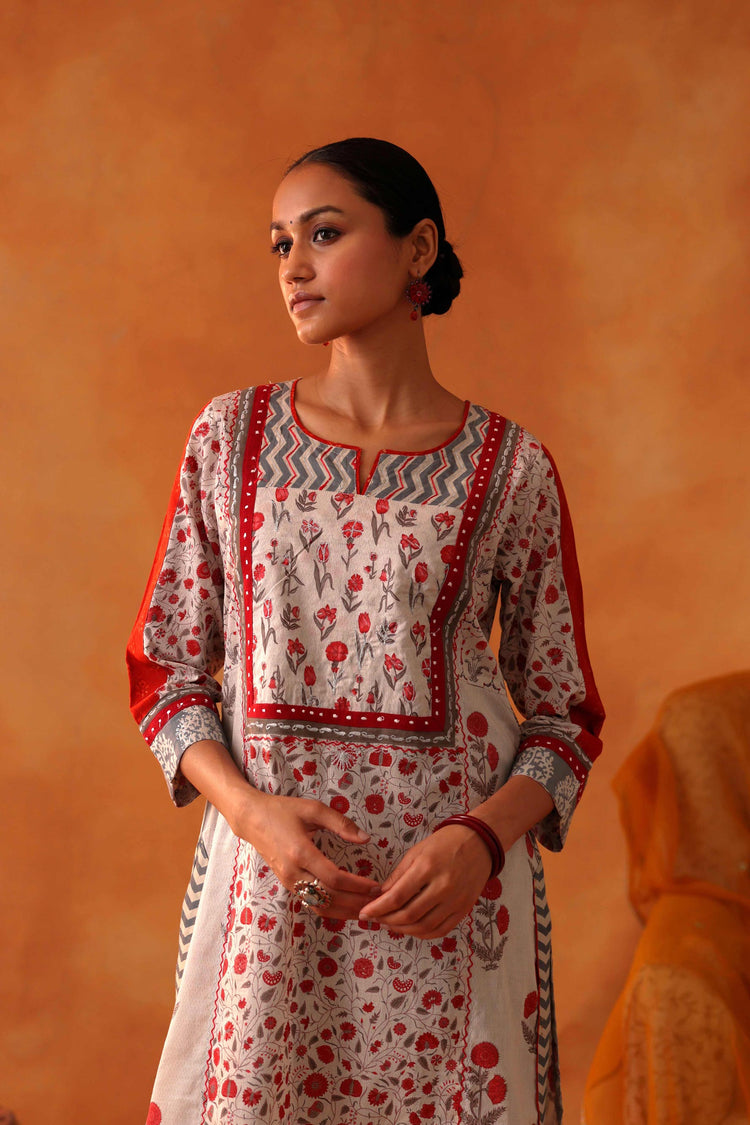 Elina Kurta Light Grey Orange (8439379263787)