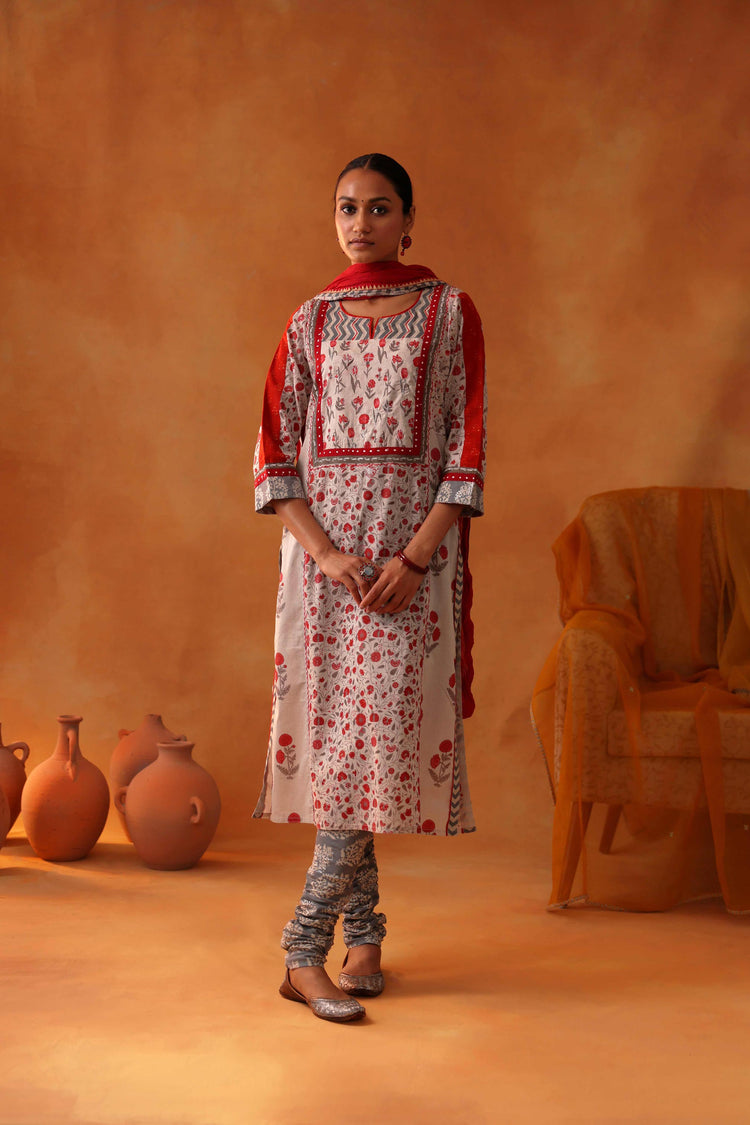 Rozana Cotton Crinkled Dupatta Orange (8497141285163)