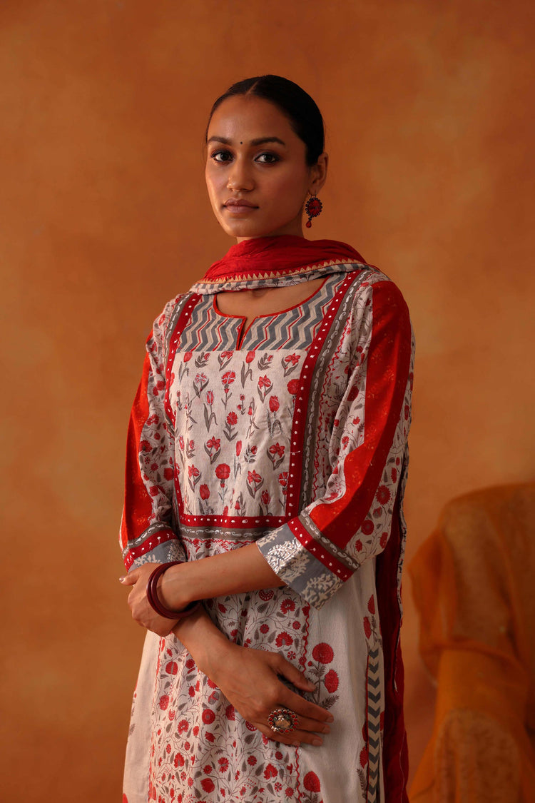 Elina Kurta Light Grey Orange (8439379263787)