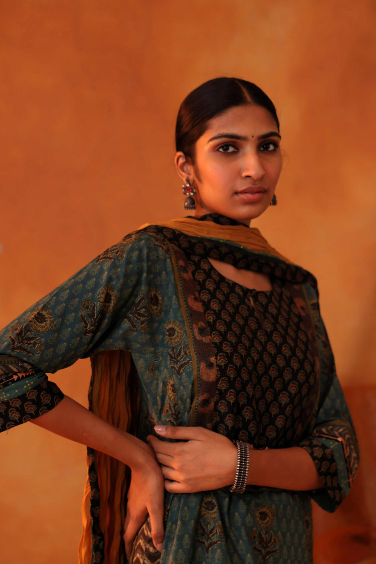 Yoke Kurta Teal Mehendi Green (8439356653867)