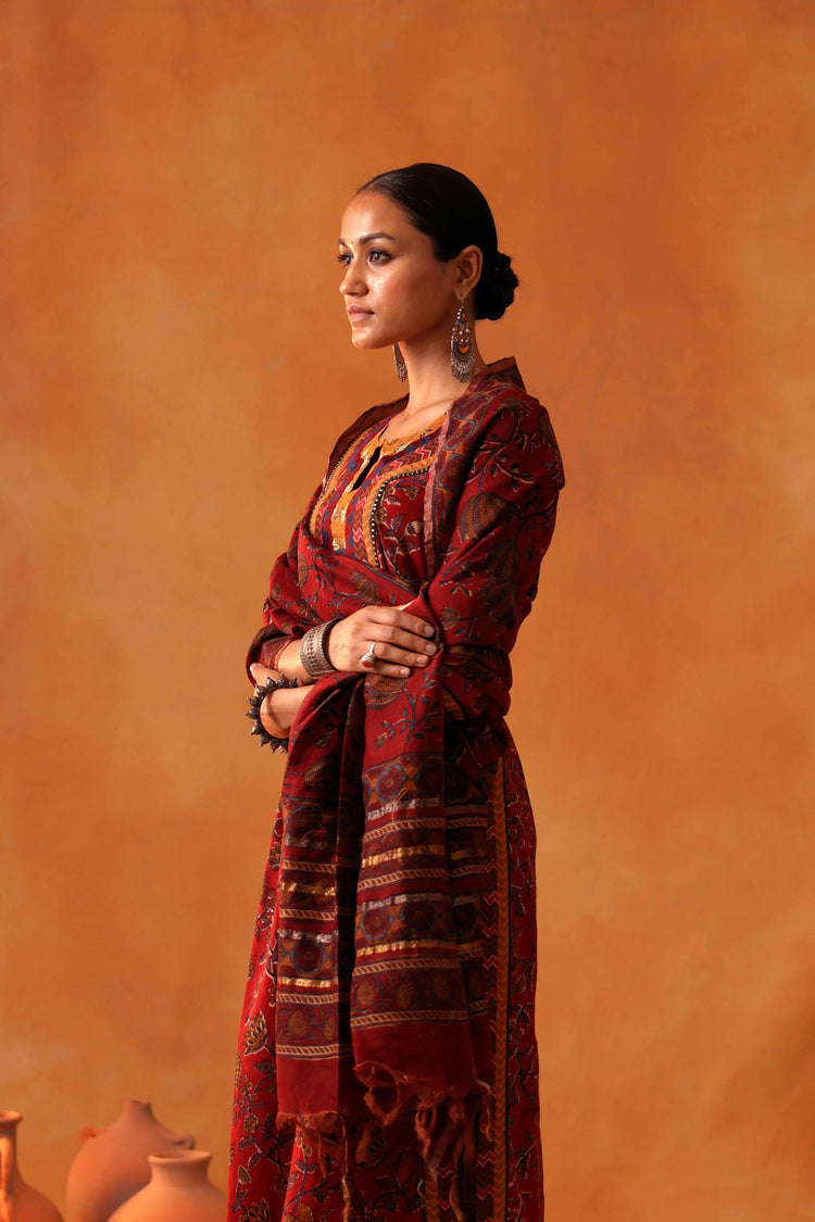 Rozana Chanderi Dupatta Maroon (8497142038827)