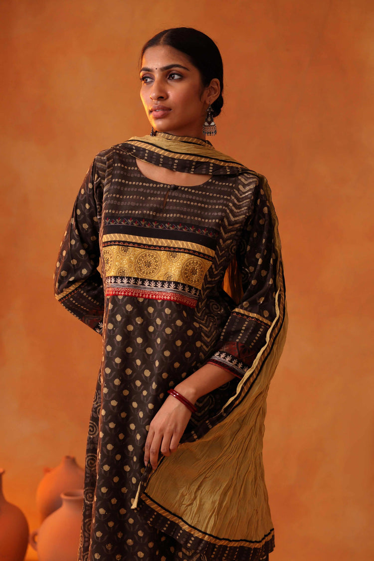 Rozana Cotton Crinkled Dupatta Ochre (8497138139435)
