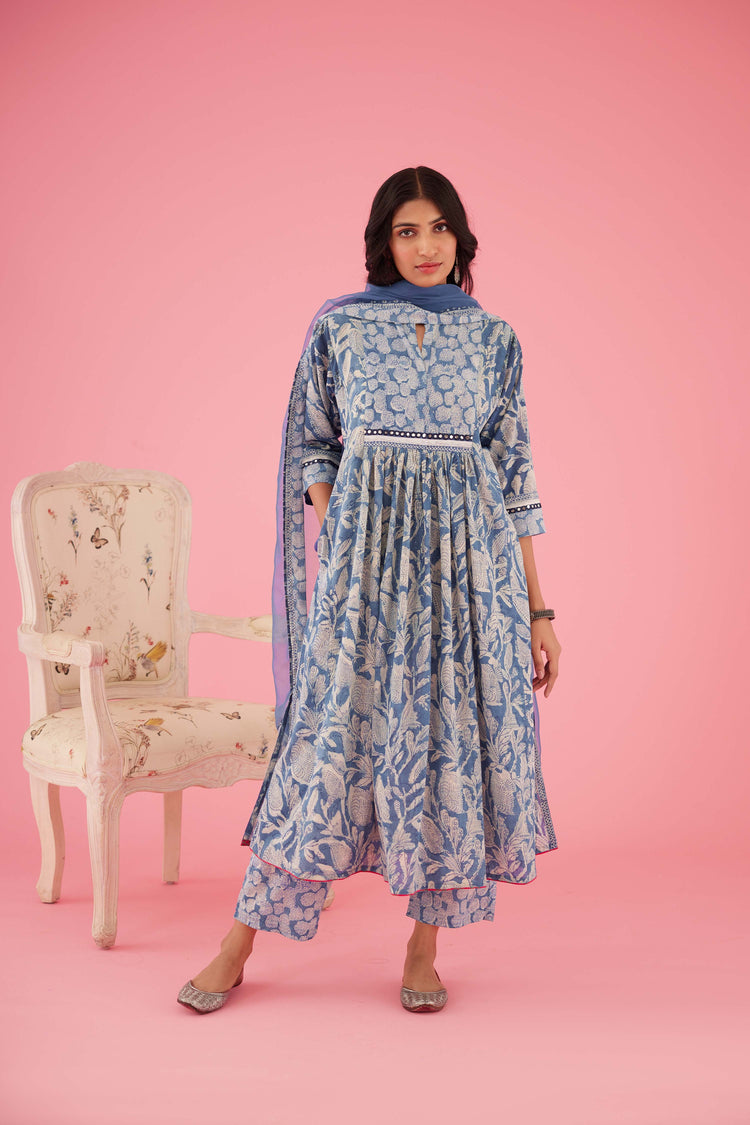 Rozana Chiffon Dupatta Blue (8426749722923)