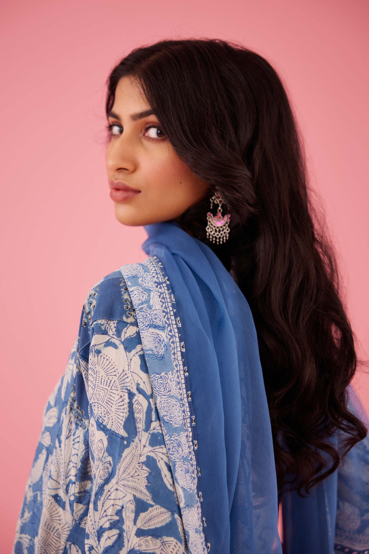 Rozana Chiffon Dupatta Blue (8426749722923)