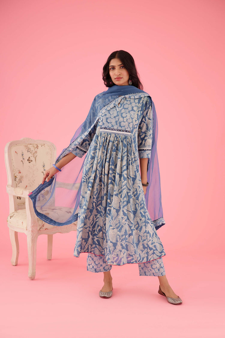 Rozana Chiffon Dupatta Blue (8426749722923)
