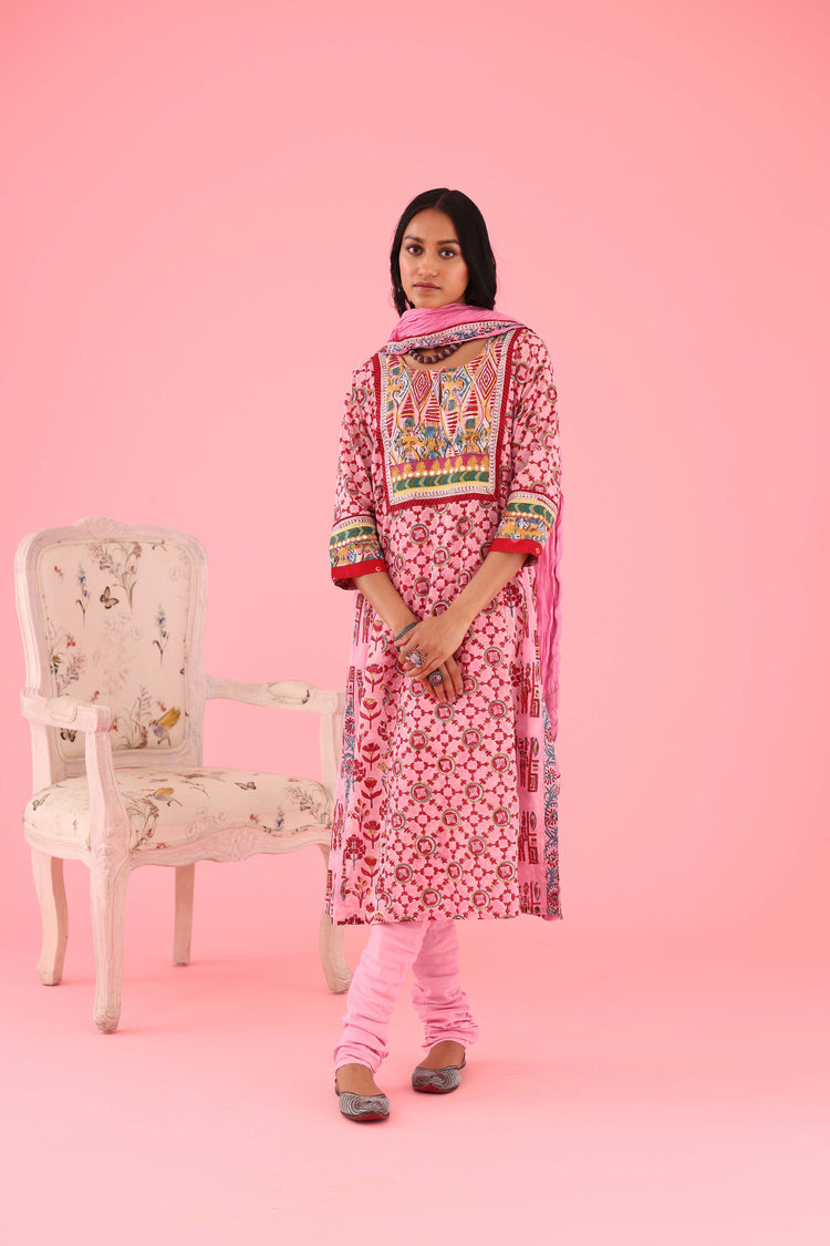 Rozana Cotton Crinkled Dupatta Pink (8426753622315)