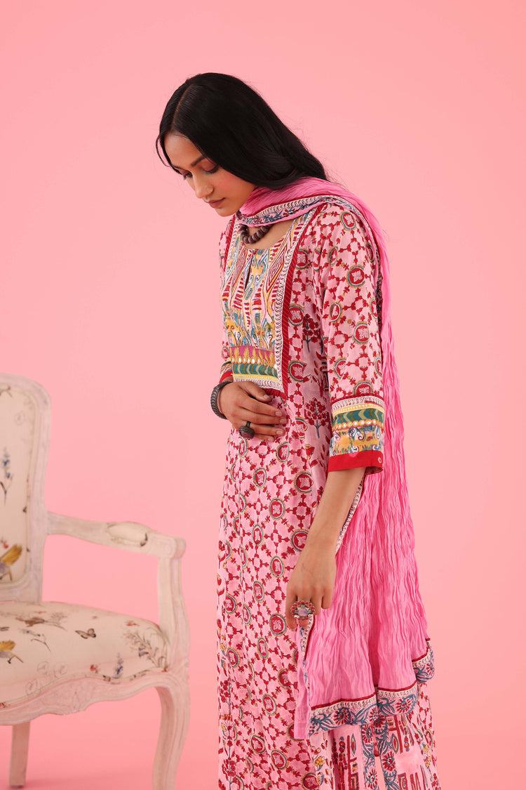 Rozana Cotton Crinkled Dupatta Pink (8426753622315)