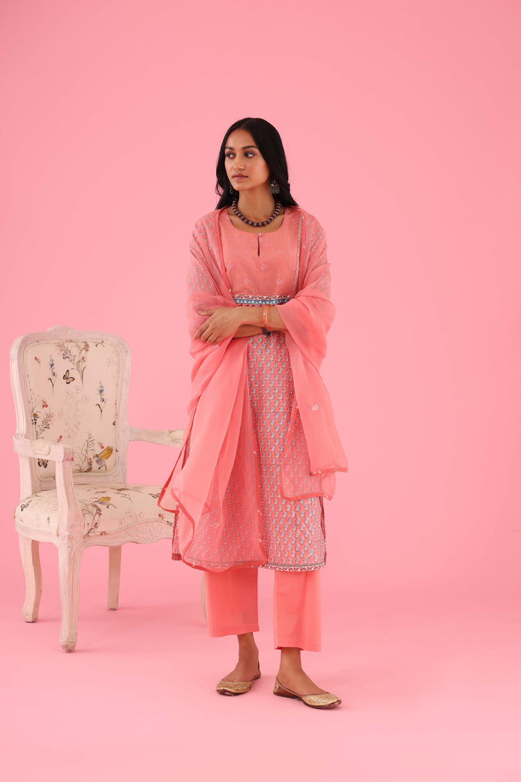 Rozana Chiffon Dupatta Peach (8426754212139)